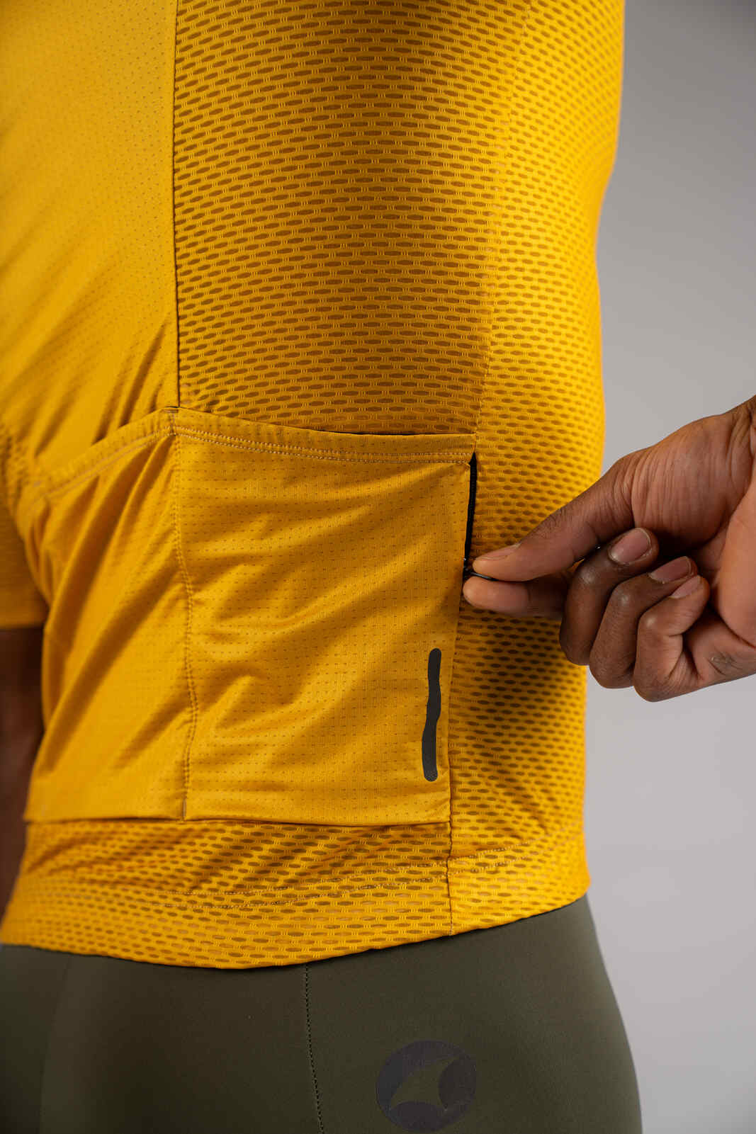 Men's Golden Yellow Mesh Cycling Jersey - Zippered Valuables Pocket