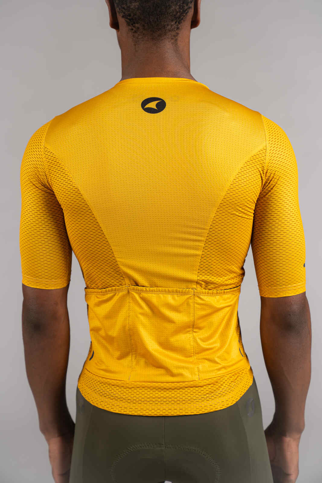 Men's Golden Yellow Mesh Cycling Jersey - Back Pockets