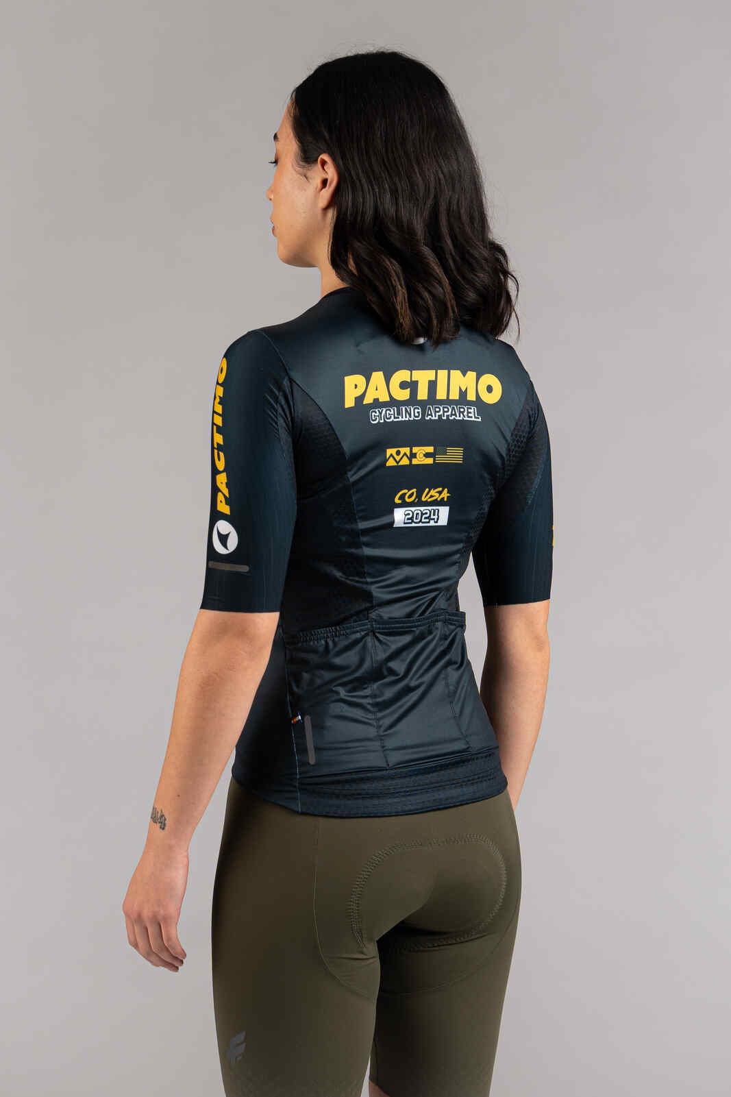 Women's Flyte Navy Blue Cycling Jersey - Back View