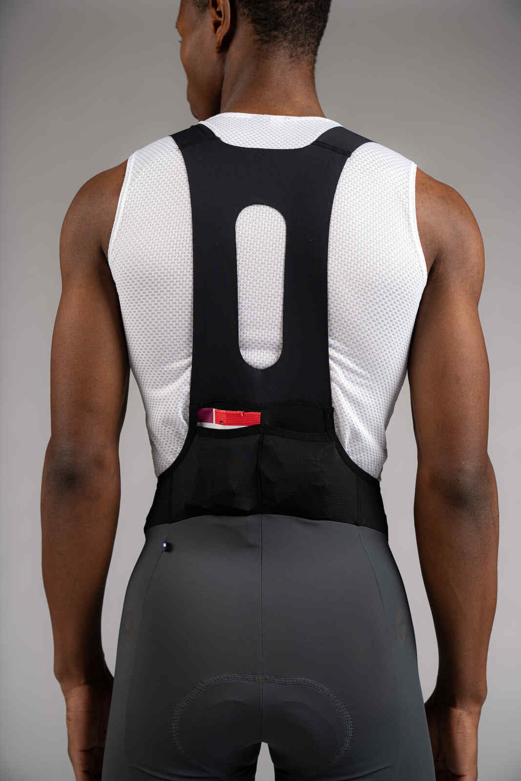 Men's Charcoal Cycling Bibs- Flyte Back Pocket View