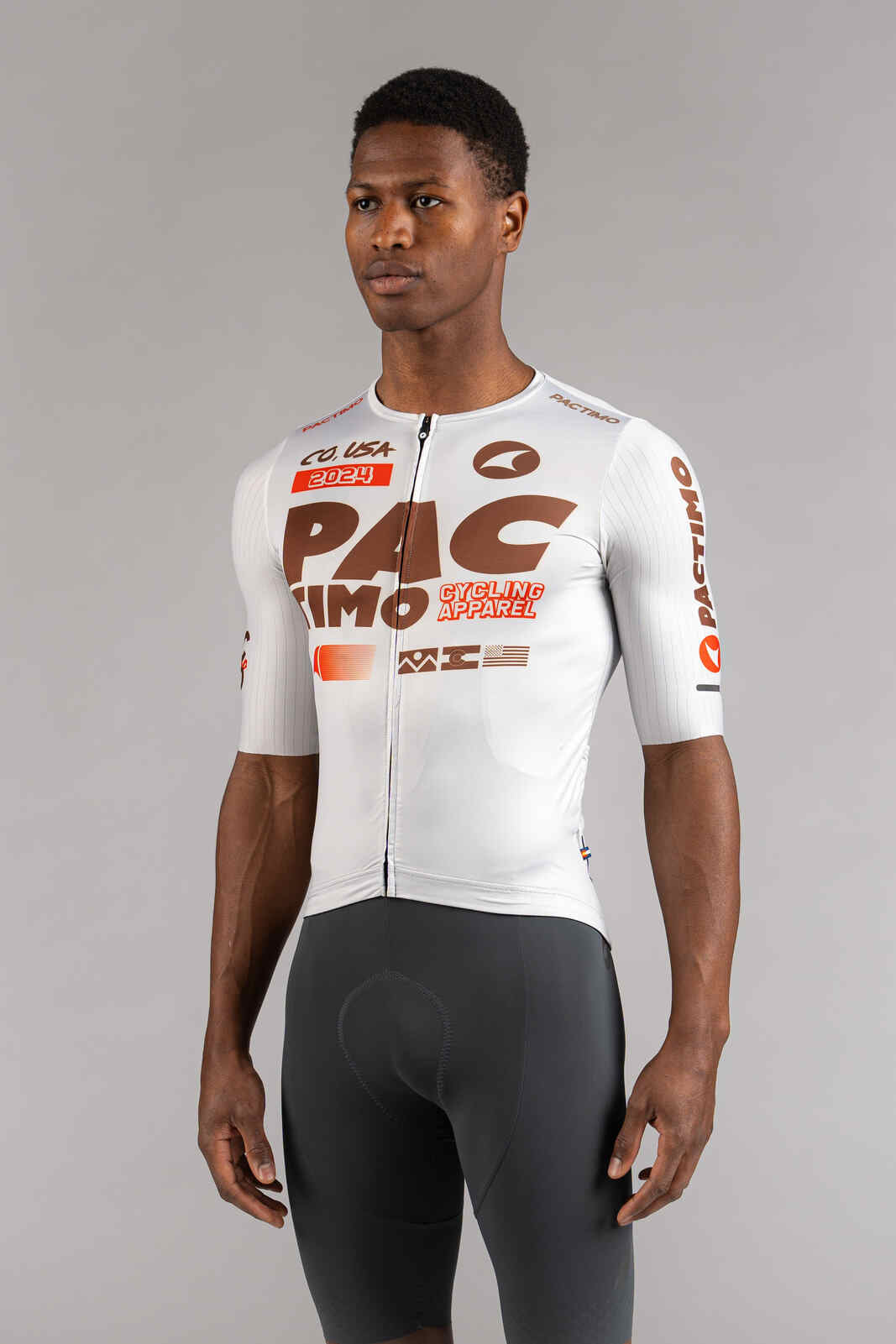 Men's White Flyte Cycling Jersey - Front View