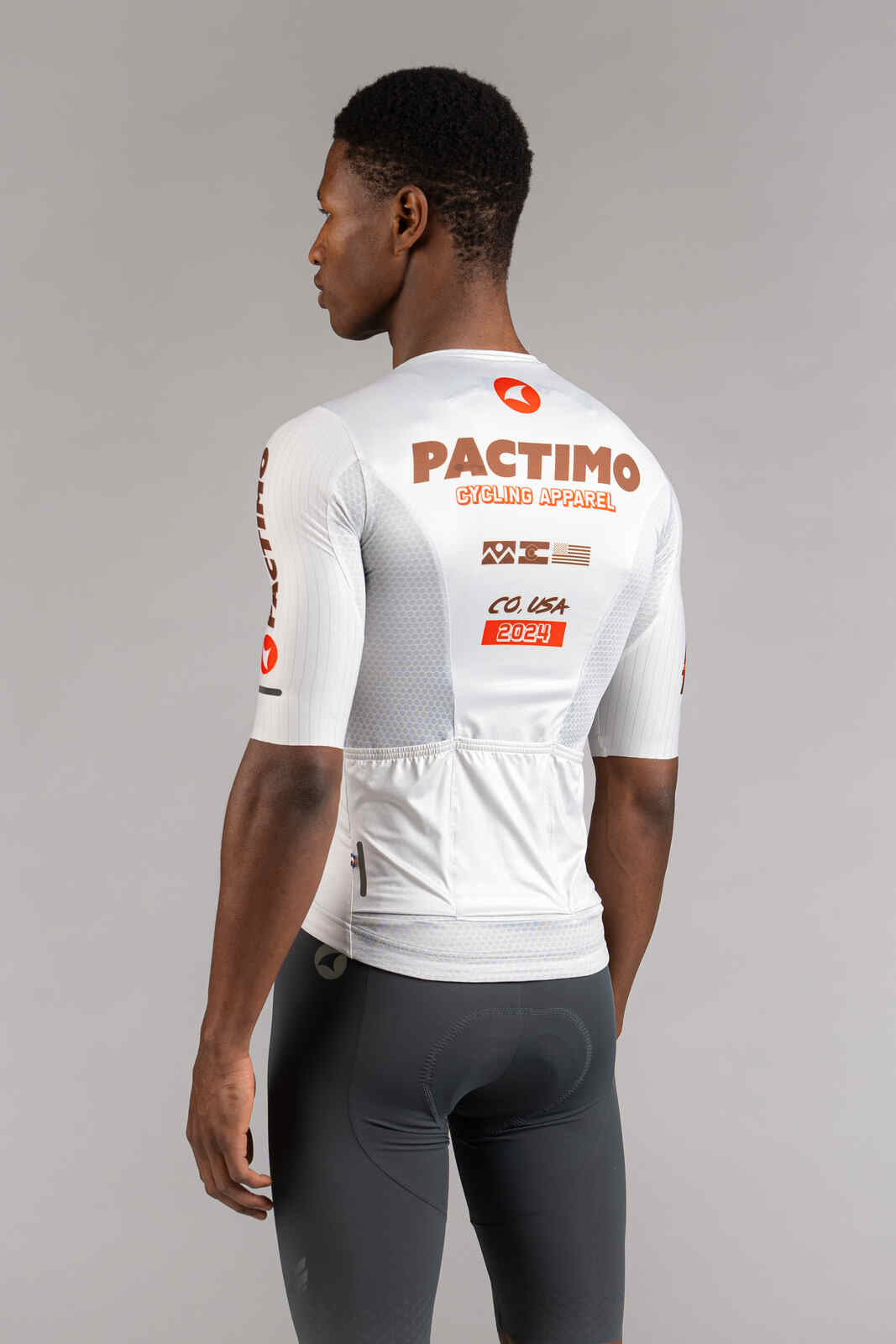 Men's White Flyte Cycling Jersey - Back View