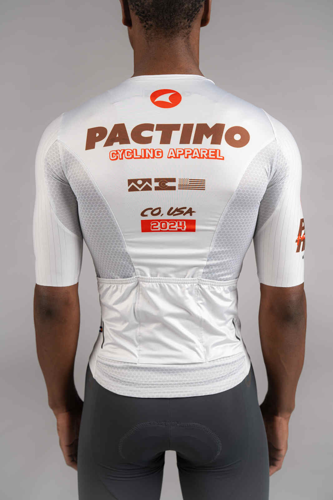 Men's White Flyte Cycling Jersey - Back Pockets