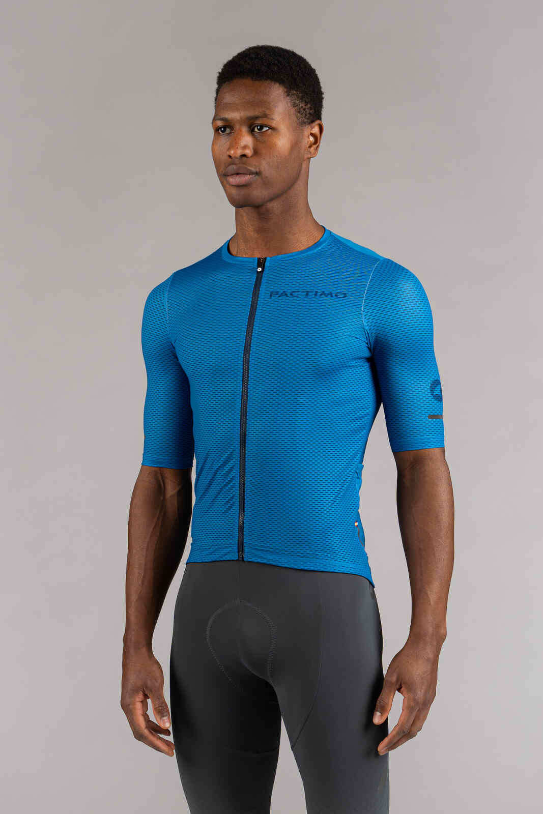 Men's Blue Mesh Cycling Jersey - Front View