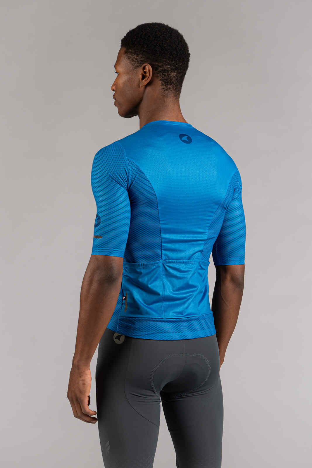 Men's Blue Mesh Cycling Jersey - Back View