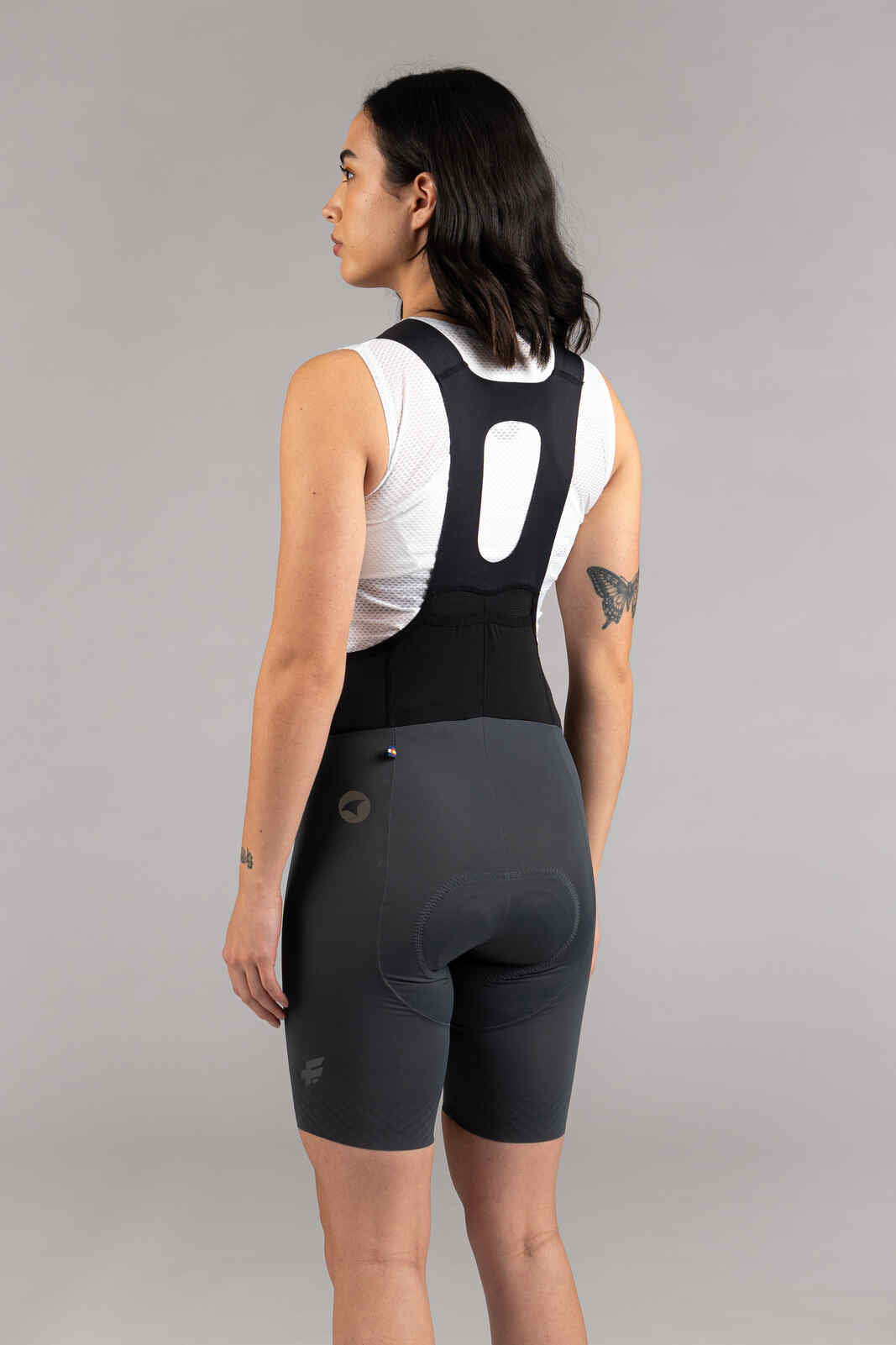 Women's Charcoal Cycling Bibs - Flyte Back View