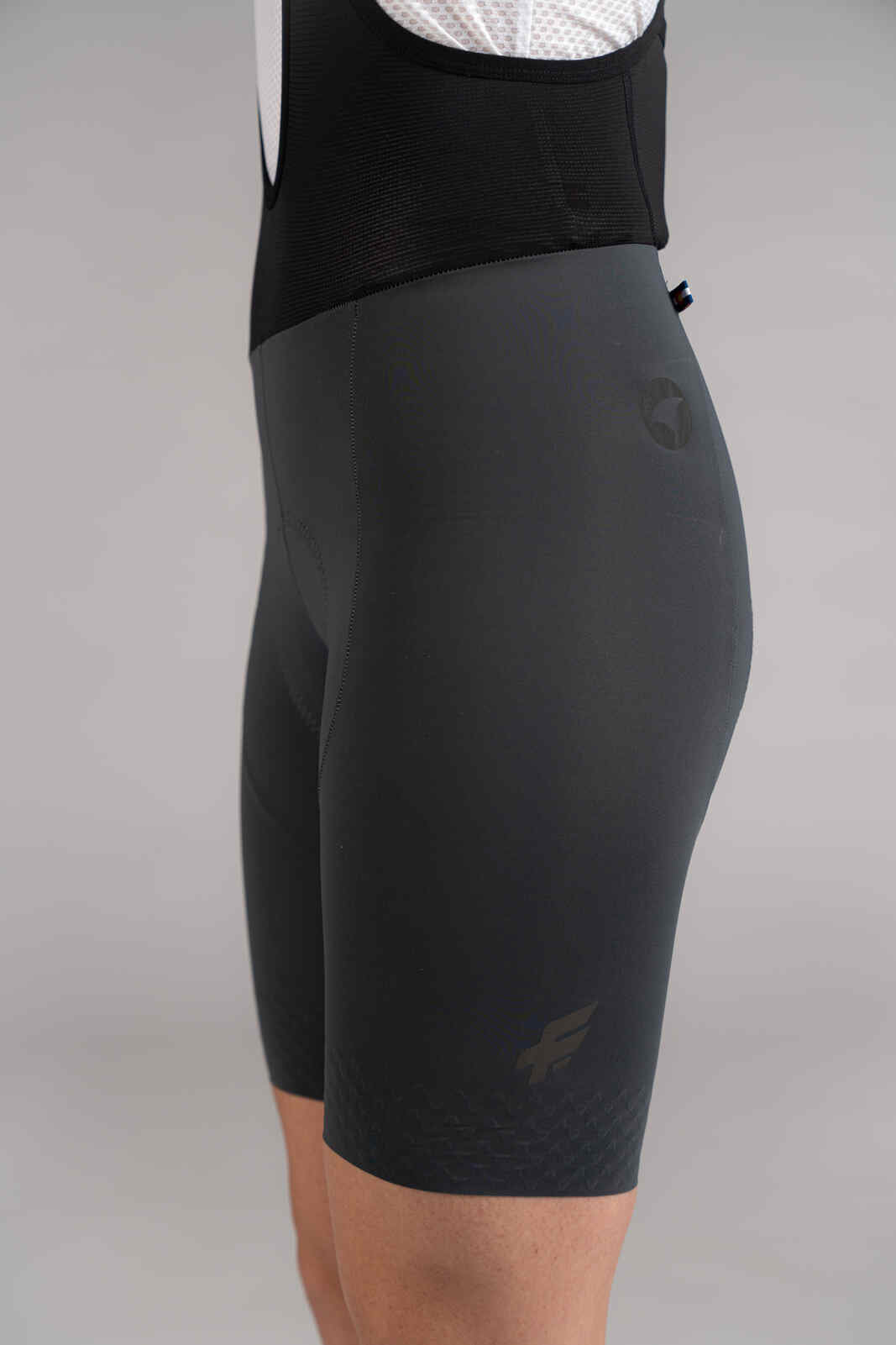 Women's Charcoal Cycling Bibs - Flyte Side view