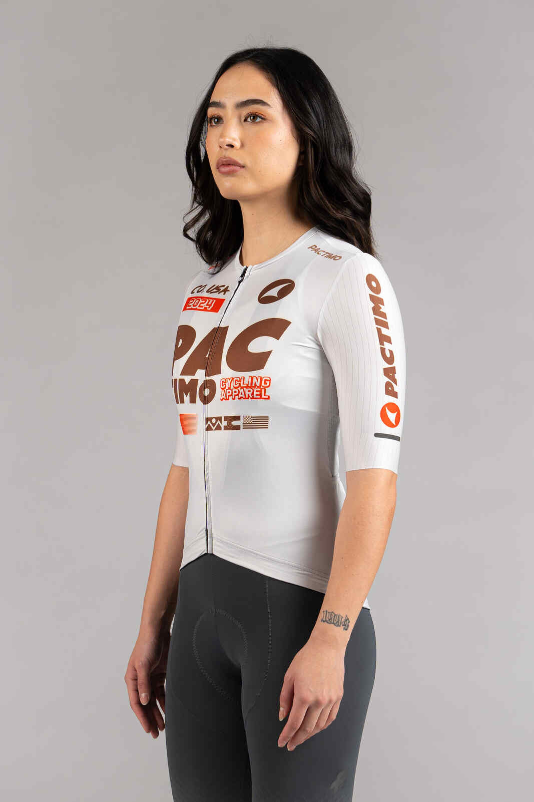 Women's Flyte White Cycling Jersey - Front View