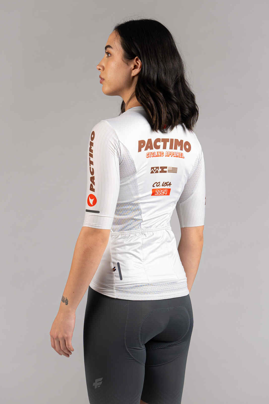 Women's Flyte White Cycling Jersey - Back View