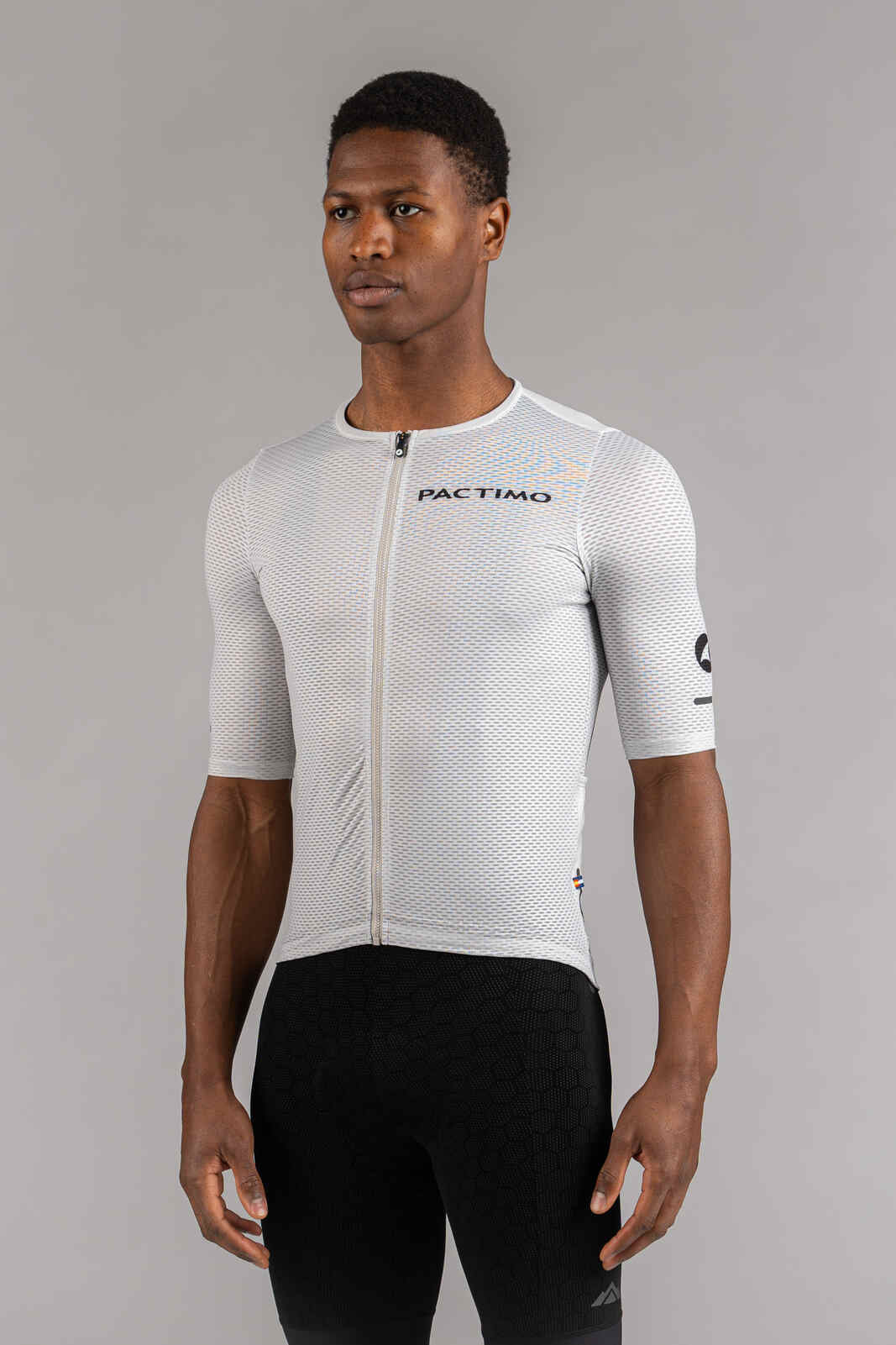 Men's White Mesh Cycling Jersey - Front View