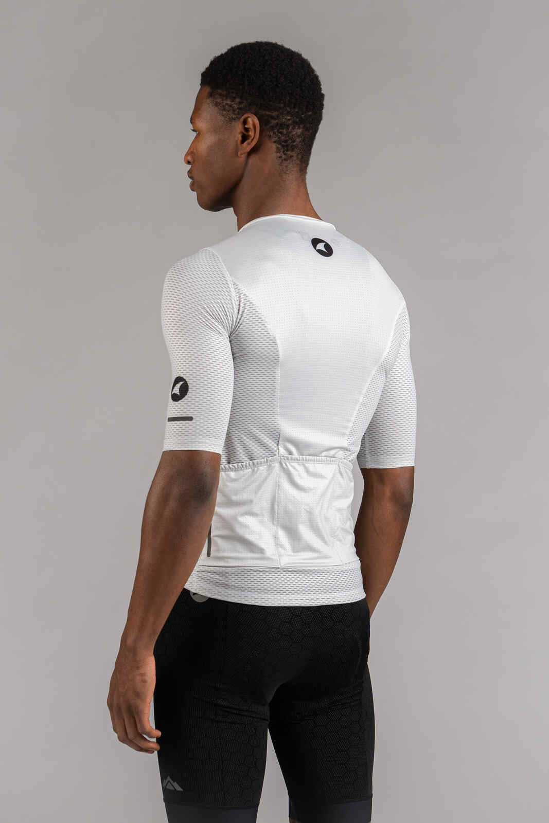 Men's White Mesh Cycling Jersey - Back View