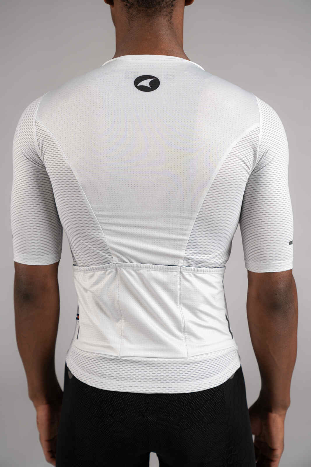 Men's White Mesh Cycling Jersey - Back Pockets