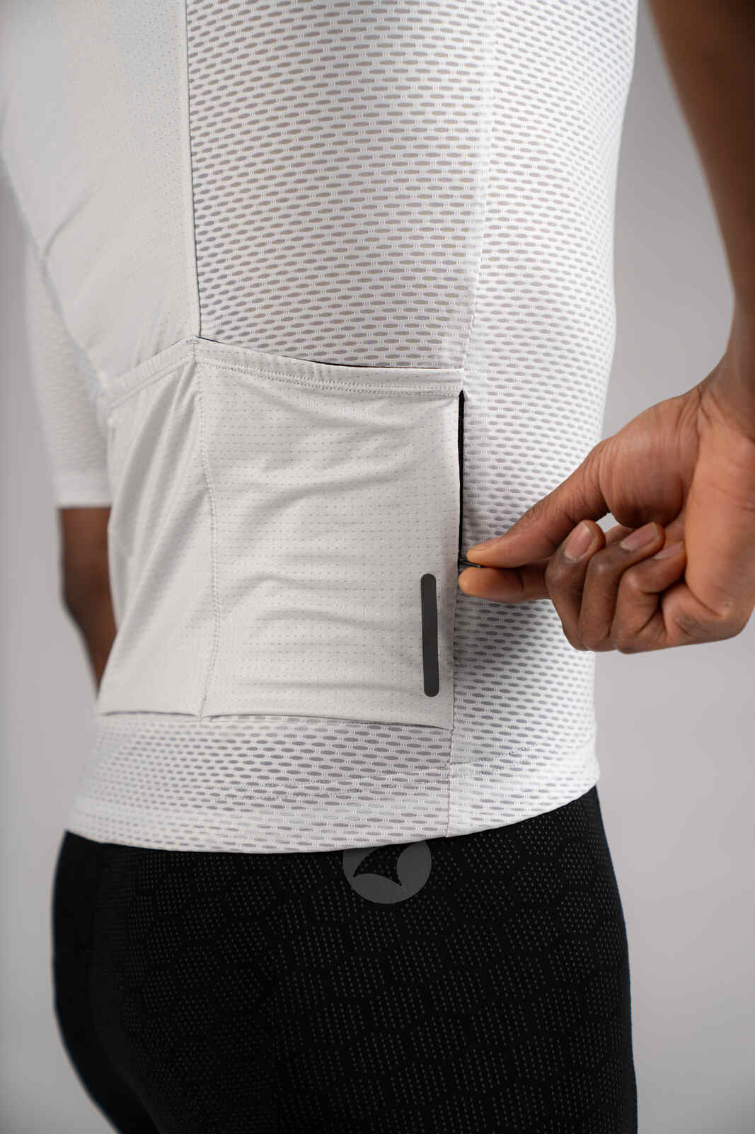 Men's White Mesh Cycling Jersey - Zippered Valuables Pocket