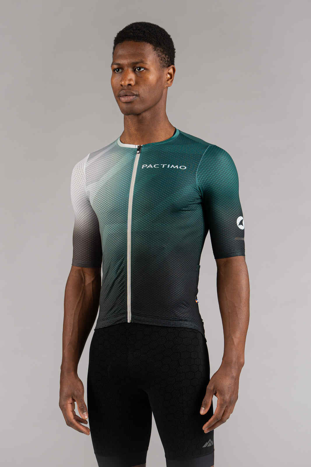 Men's Green Ombre Mesh Cycling Jersey - Front View