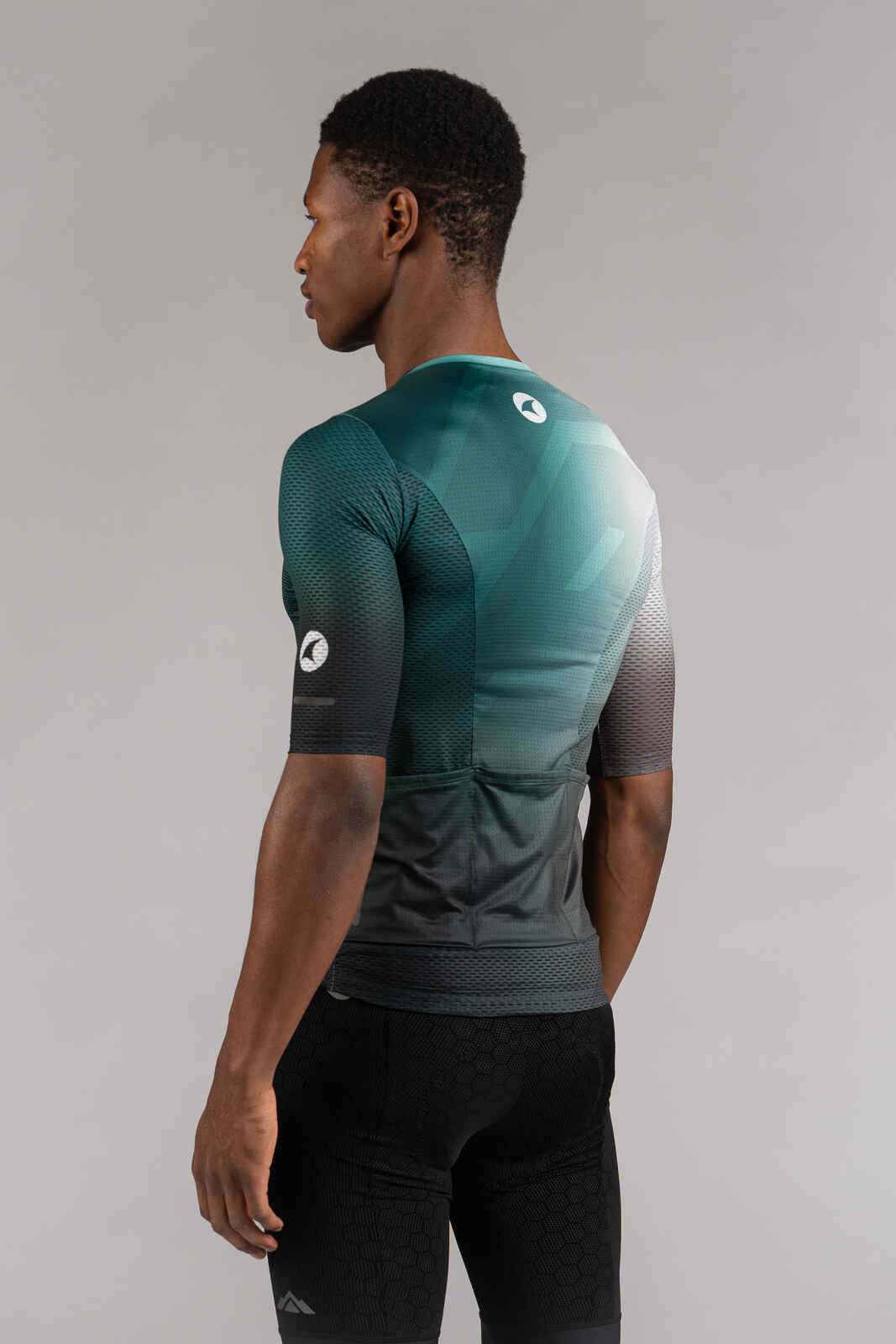 Men's Green Ombre Mesh Cycling Jersey - Back View