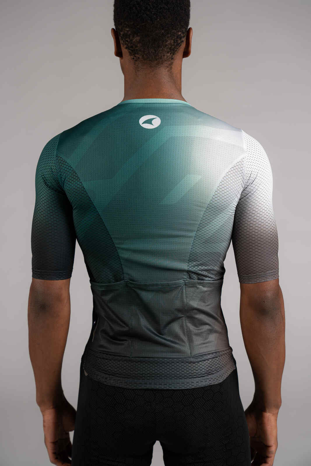 Men's Green Ombre Mesh Cycling Jersey - Back Pockets