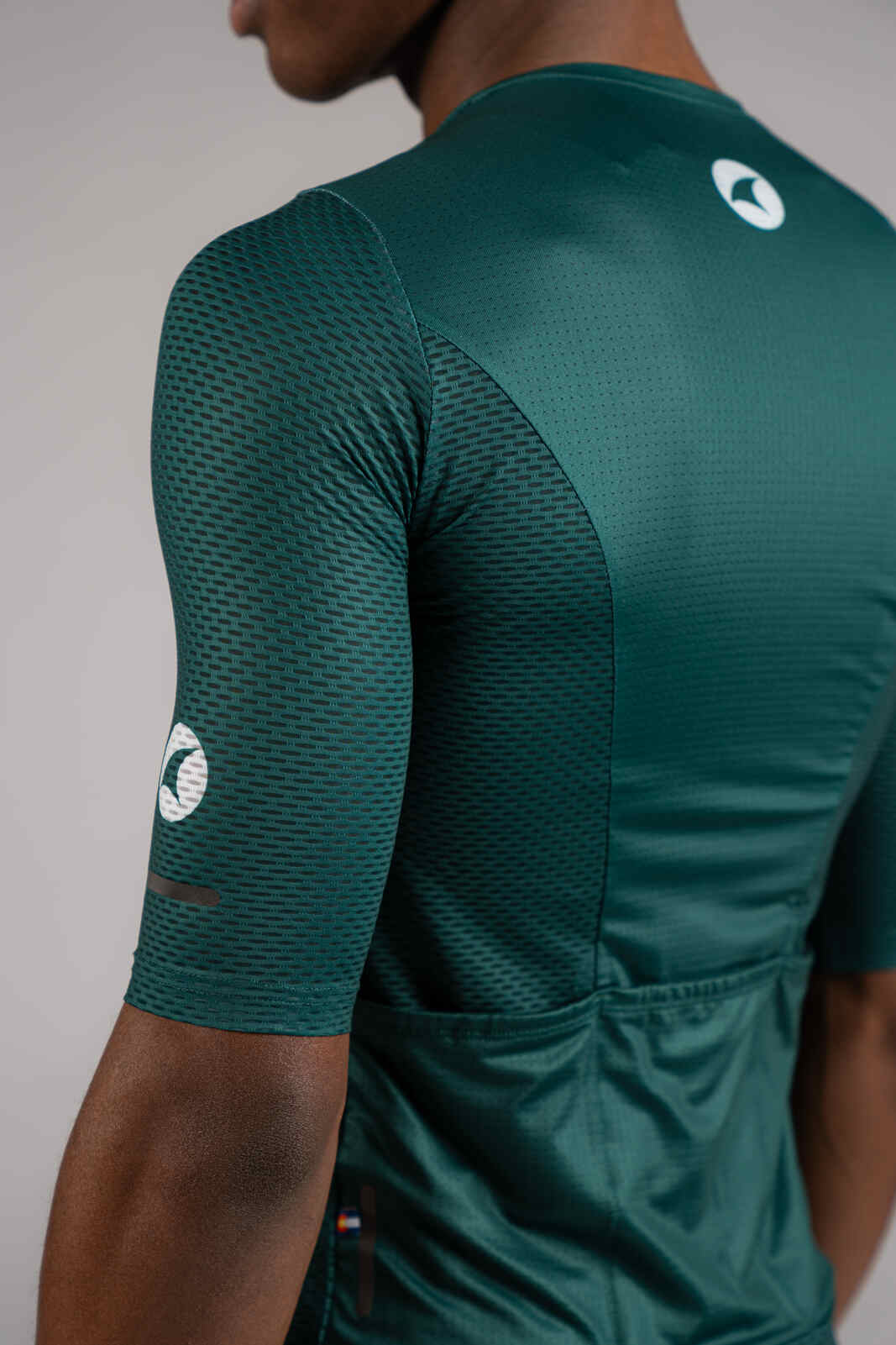 Men's Green Mesh Cycling Jersey - Sleeve Close-Up