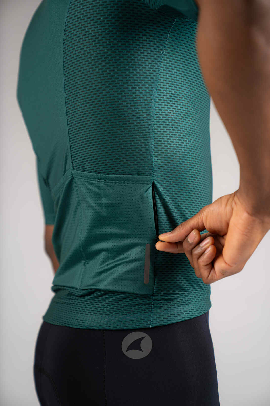 Men's Green Mesh Cycling Jersey - Zippered Valuables Pocket