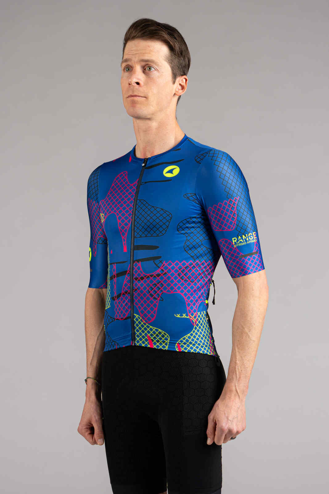Men's Blue Gravel Cycling Jersey - Front View