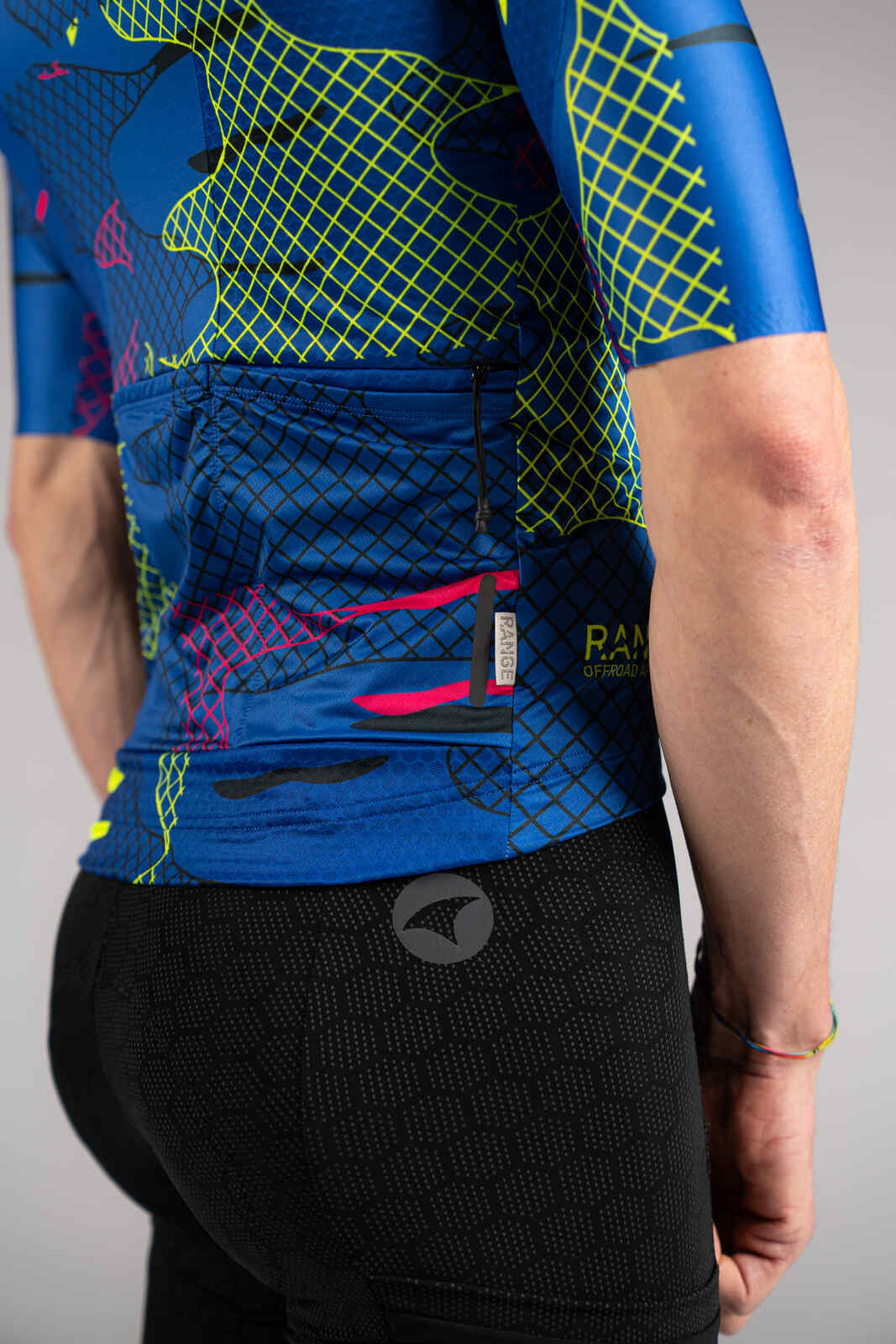 Men's Blue Gravel Cycling Jersey - Back Pocket Pull