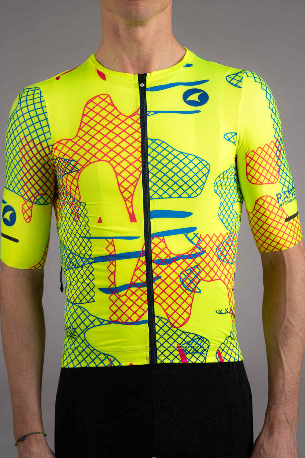 Men's High-Viz Yellow Gravel Cycling Jersey - Front Close-Up