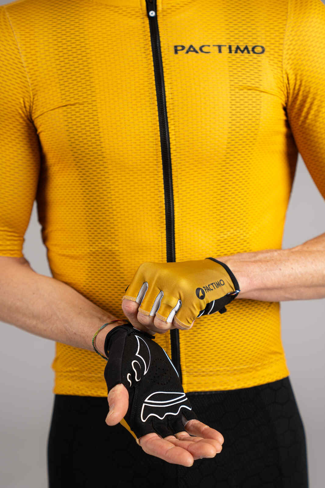 Gold Yellow Padded Cycling Gloves