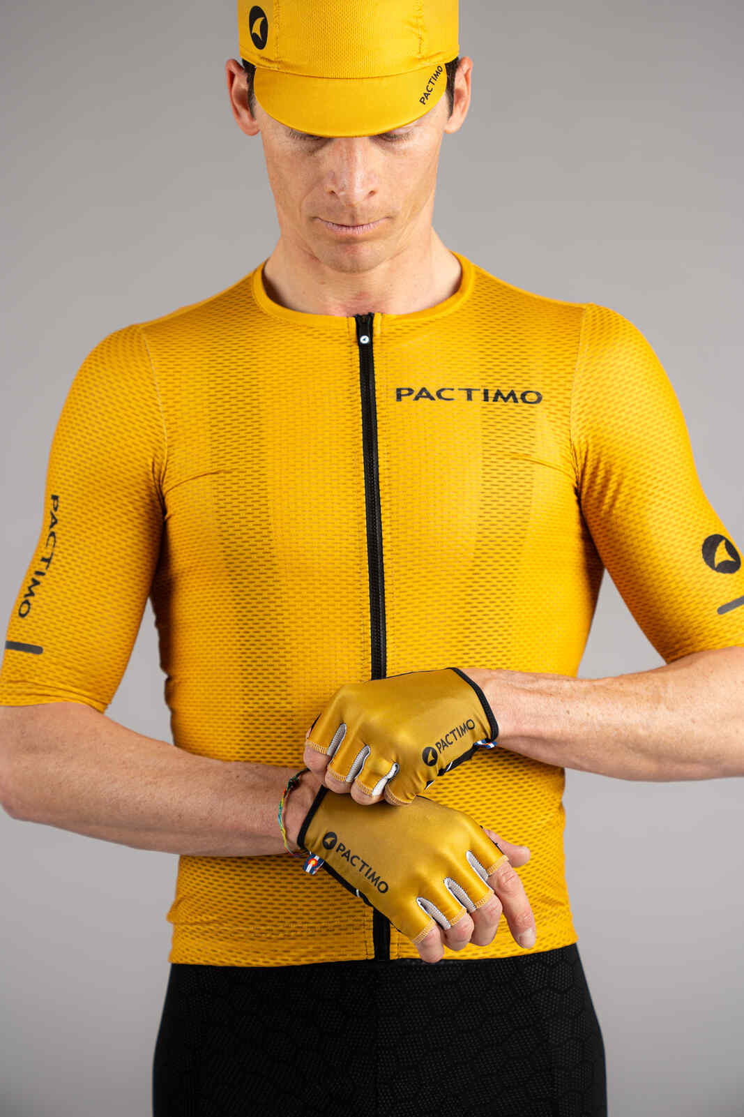 Gold Yellow Padded Bike Gloves