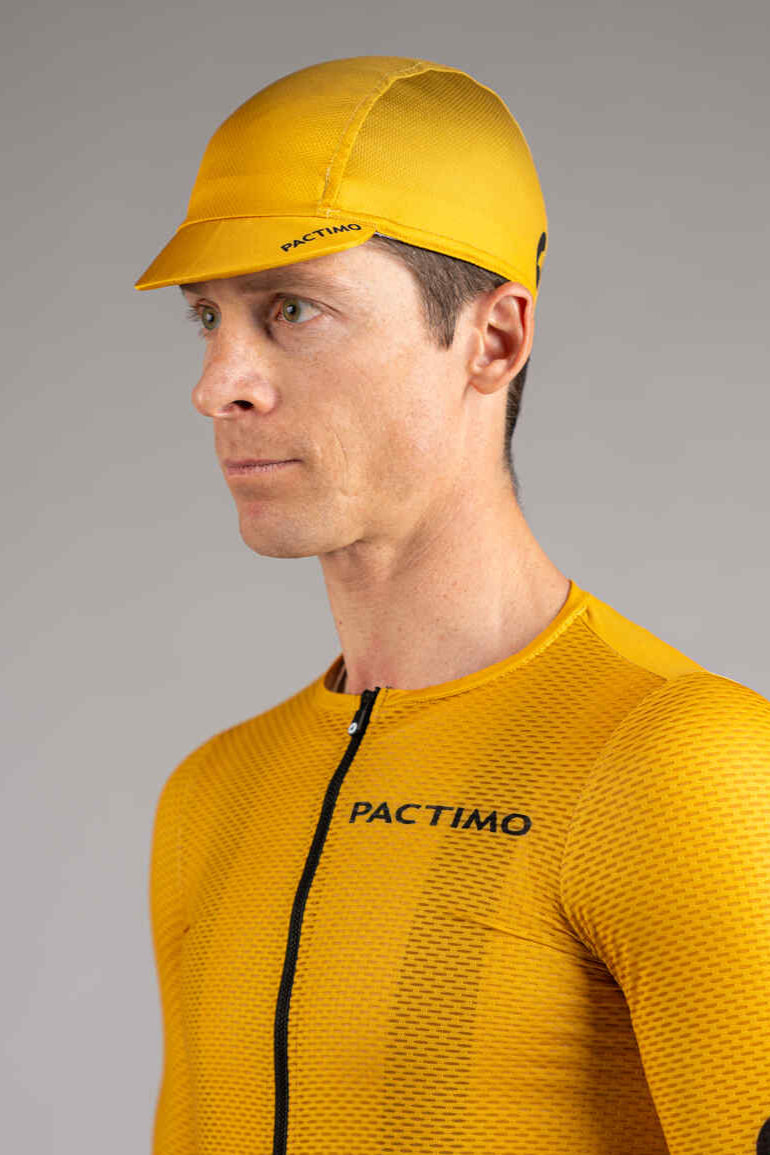 Yellow Moisture-Wicking Cycling Cap with Visor