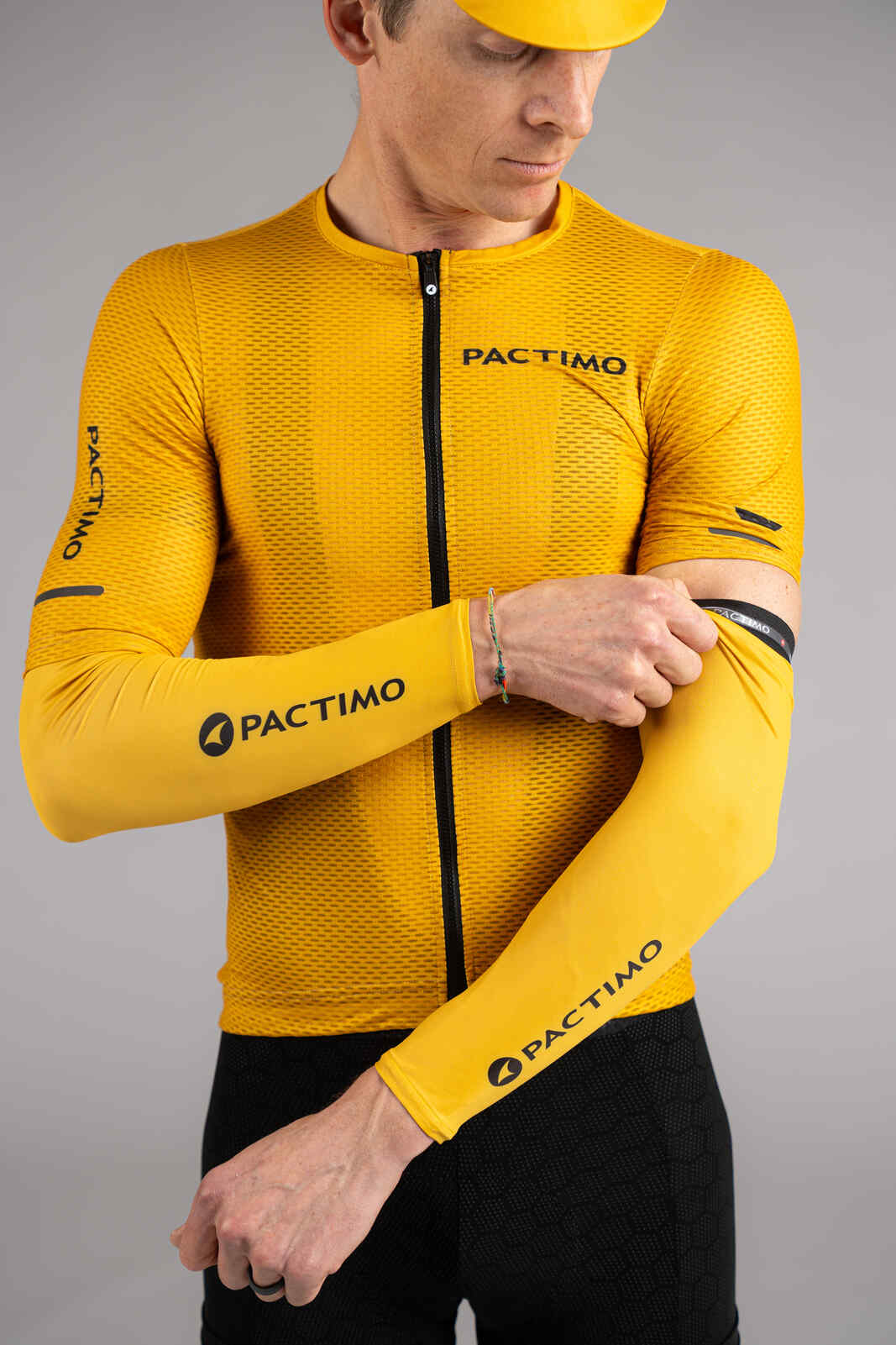 Yellow Cycling Sun Sleeves with Gripper