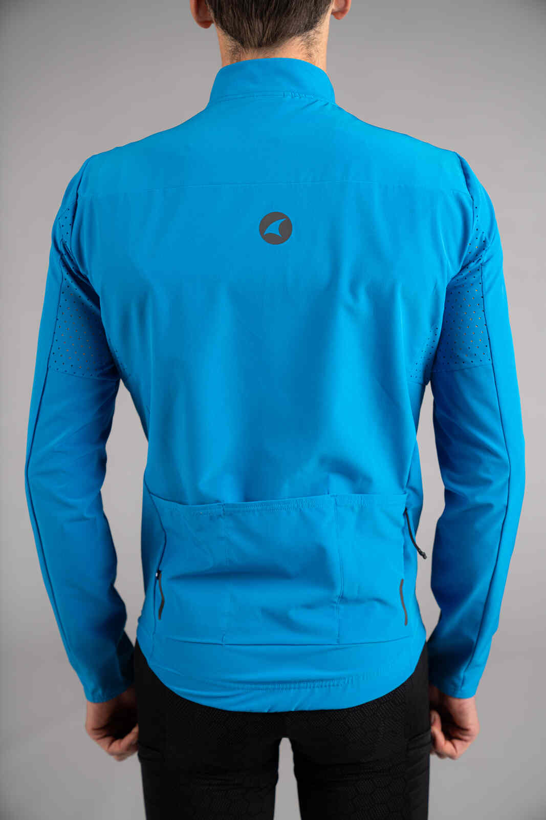 Men's Lightweight Blue Summit Shell Cycling Jacket - Back Pockets
