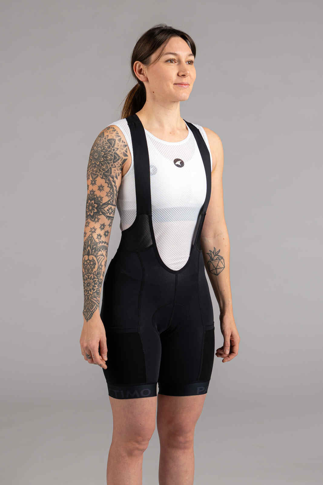 Women's Bib Shorts with Pockets - Front View