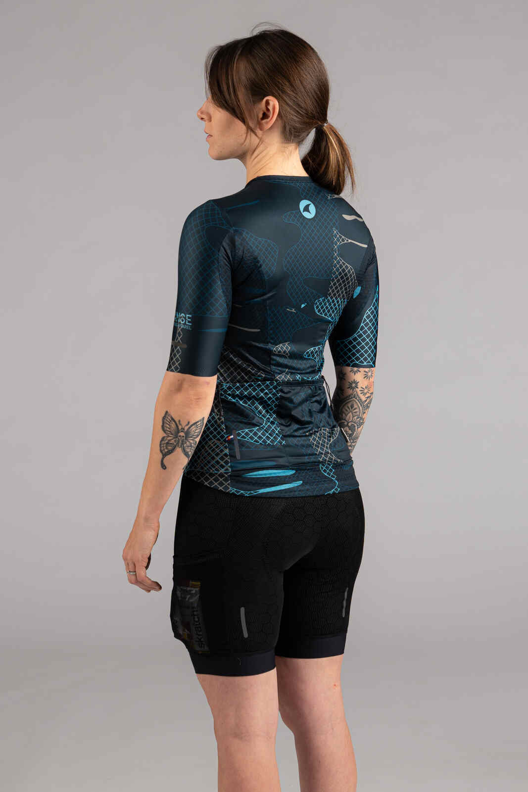 Women's Navy Blue Gravel Cycling Jersey - Back View