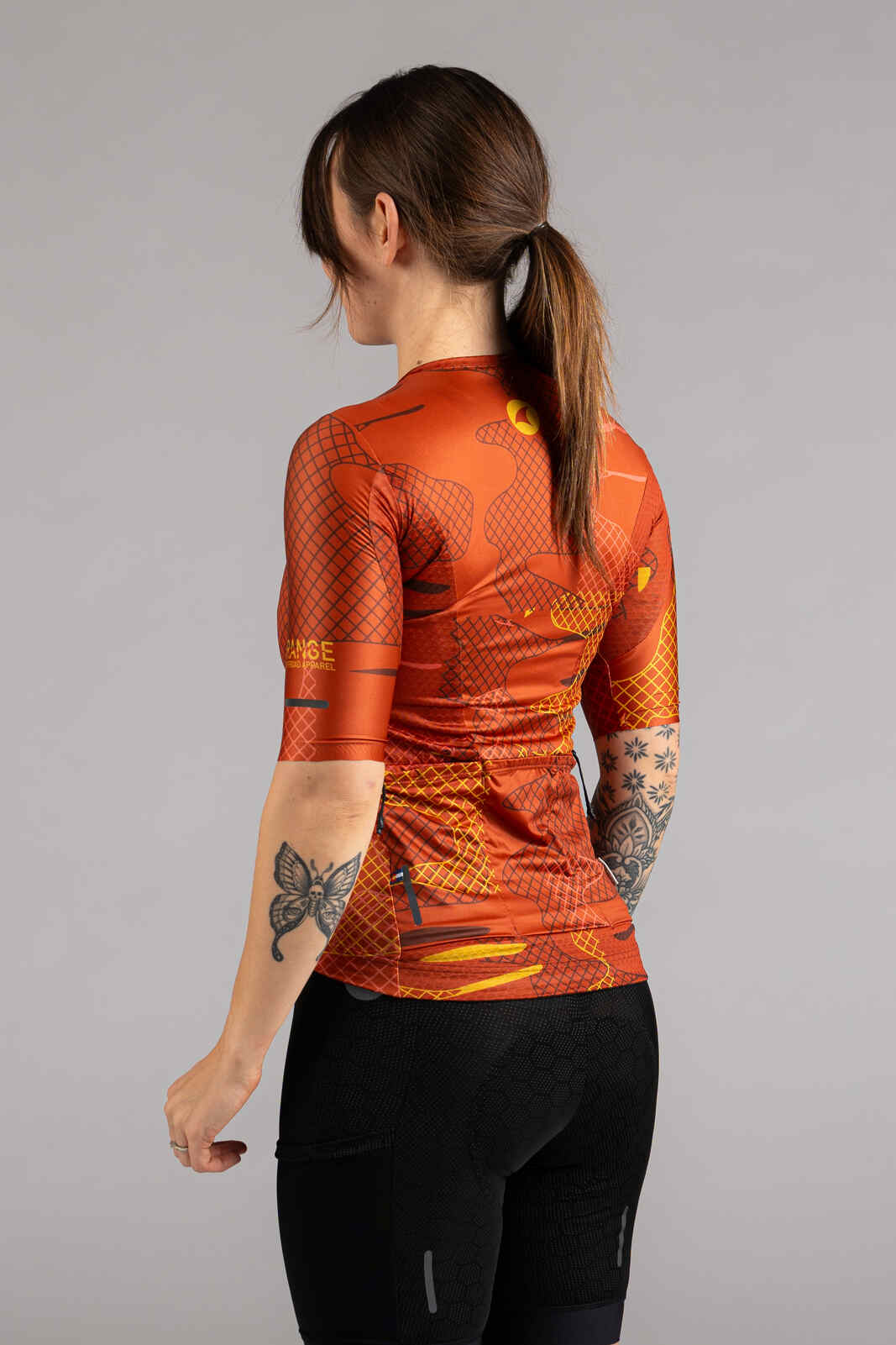 Women's Burnt Orange Gravel Cycling Jersey - Back View