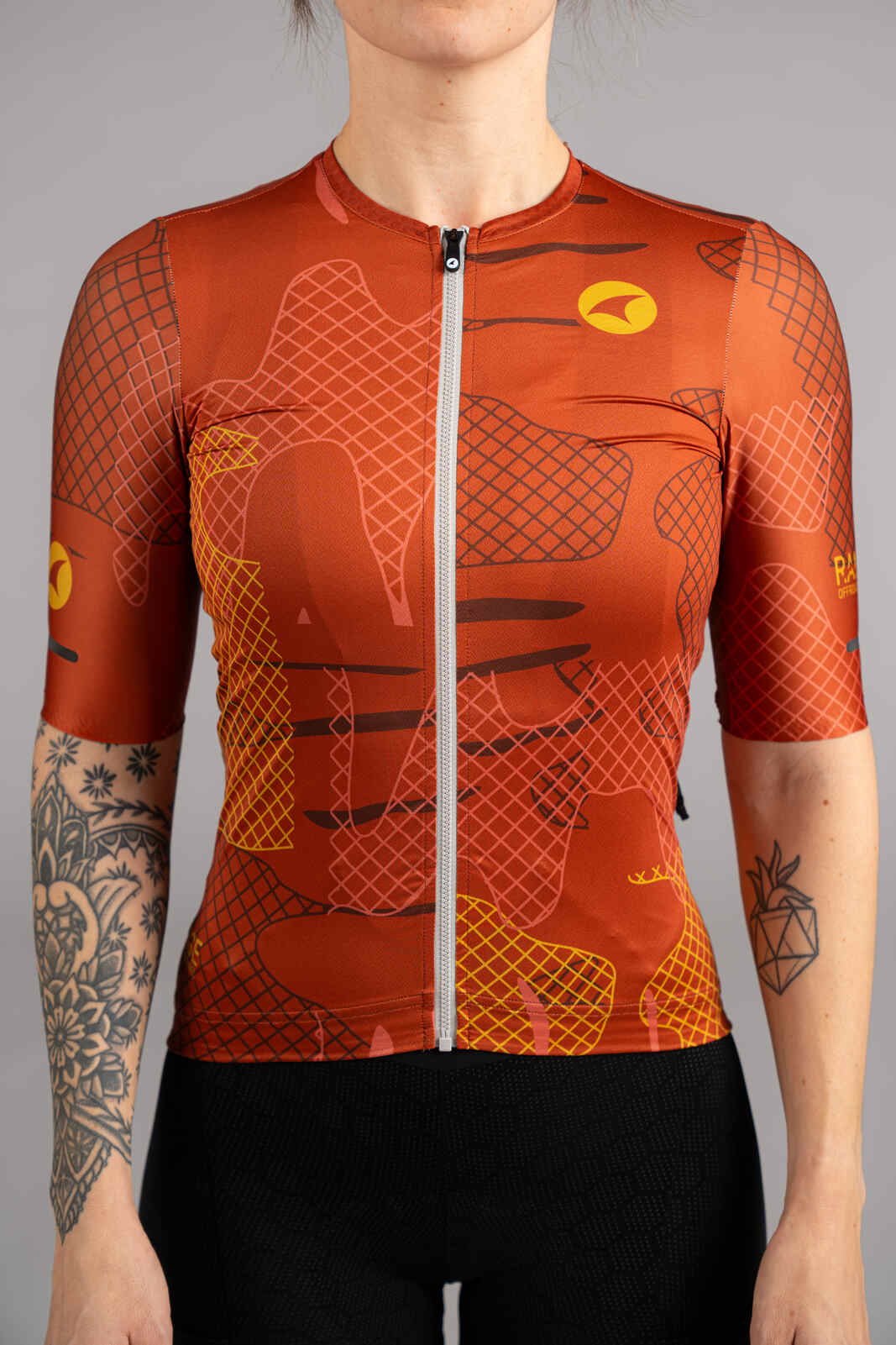 Women's Burnt Orange Gravel Cycling Jersey - Front Zipper