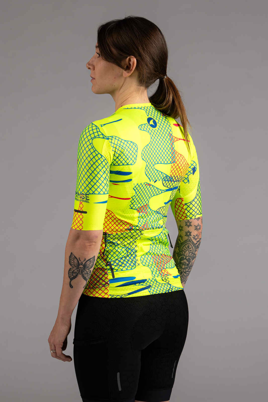 Women's High-Viz Yellow Gravel Cycling Jersey - Back View