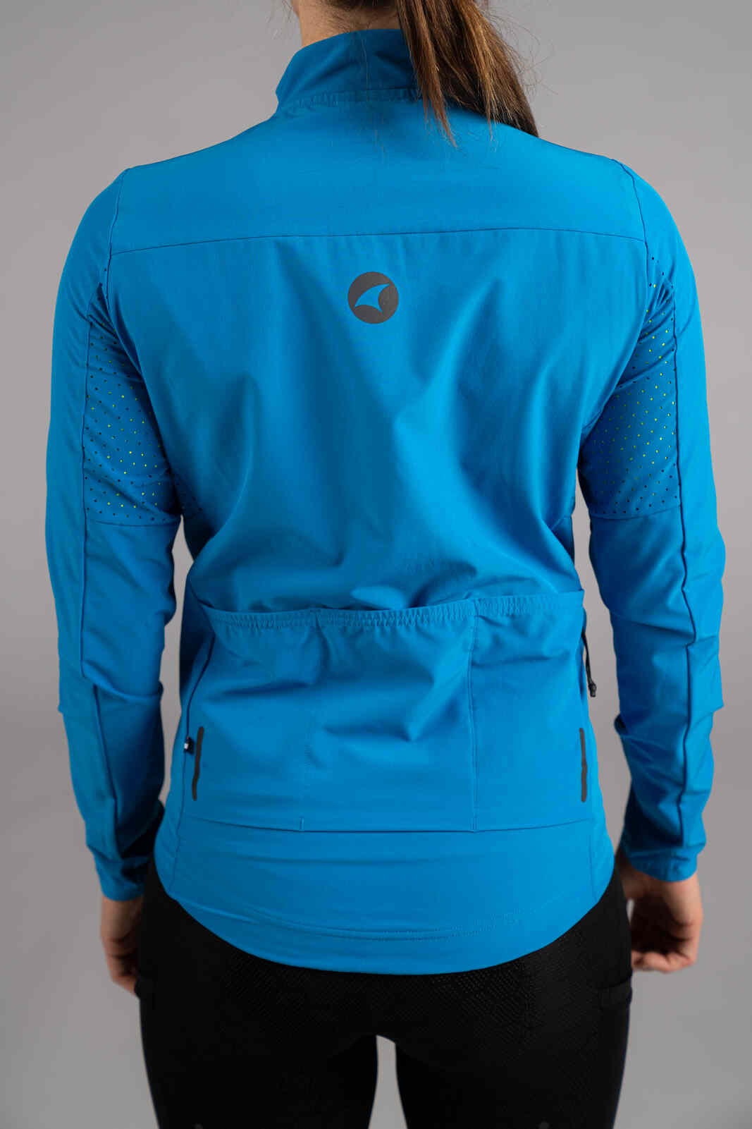 Women's Lightweight Blue Summit Shell Cycling Jacket - Back Pockets