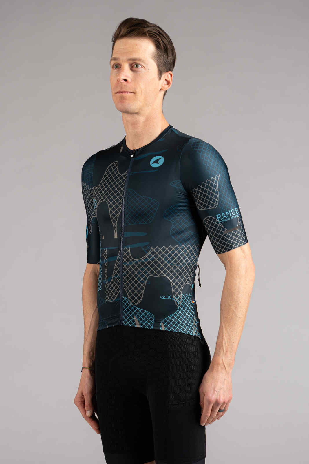 Men's Navy Blue Gravel Cycling Jersey - Front View