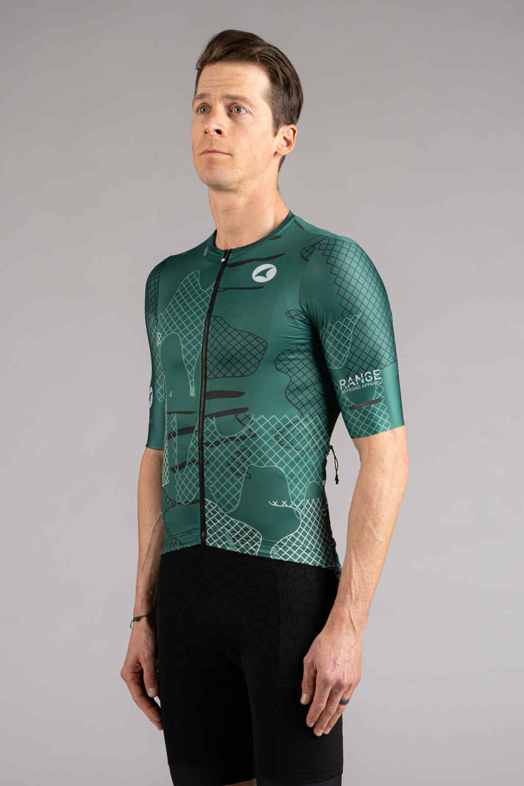 Men's Green Gravel Cycling Jersey - Front View