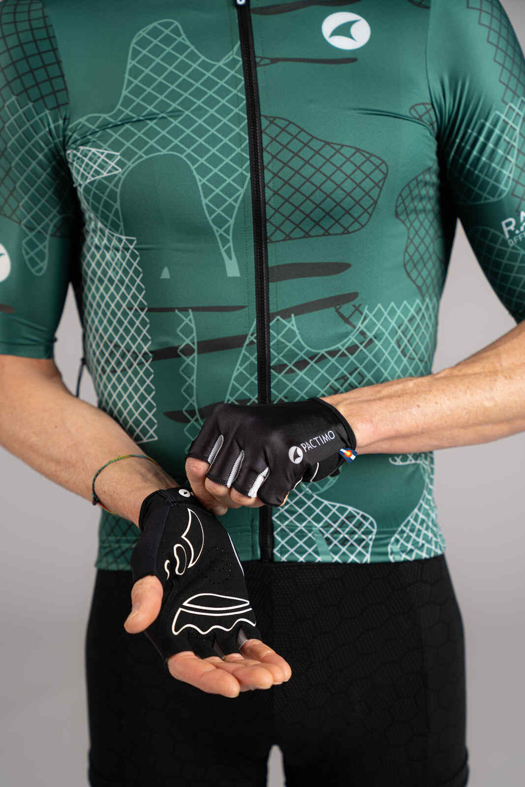 Black Padded Bike Gloves - Palm view