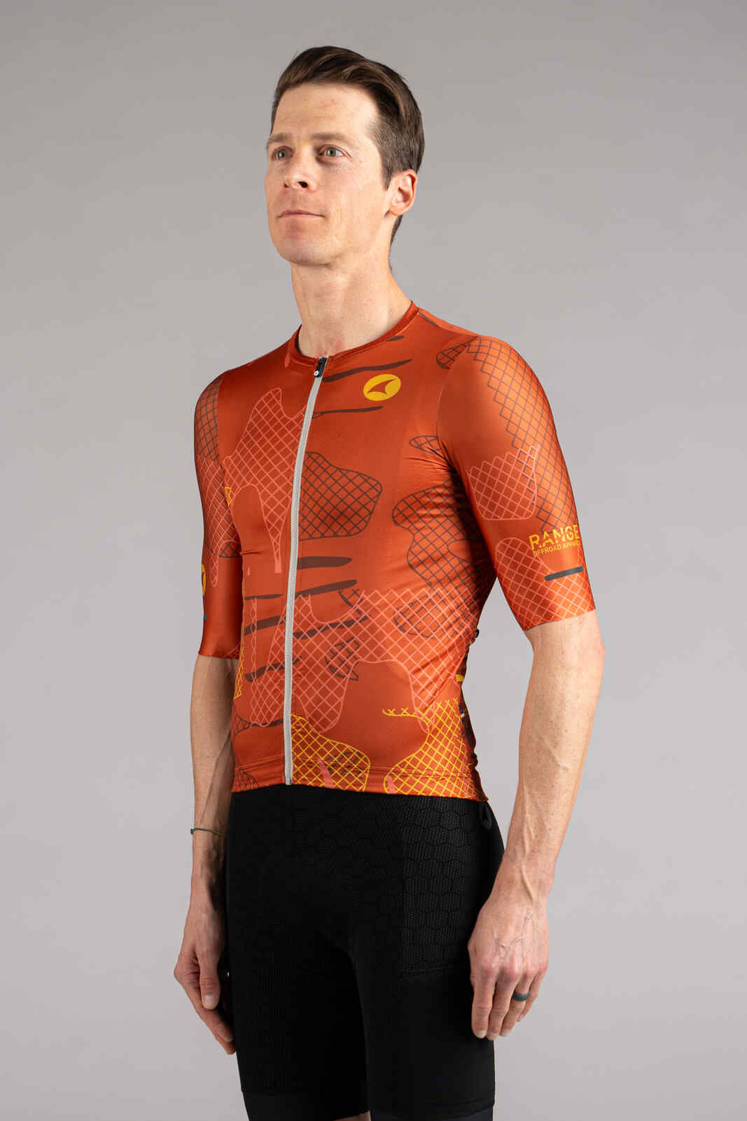 Men's Burnt Orange Gravel Cycling Jersey - Front View