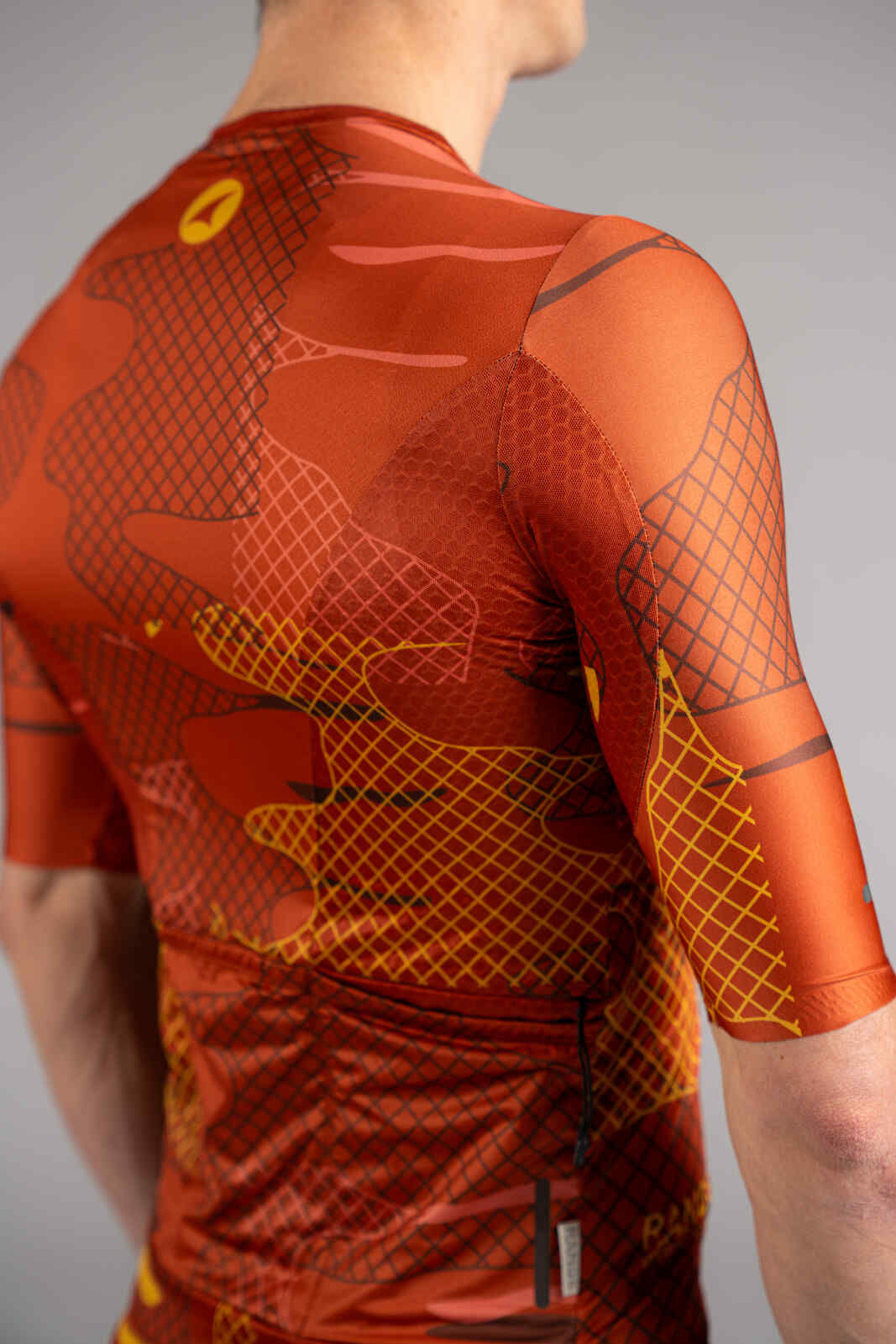 Men's Burnt Orange Gravel Cycling Jersey - Fabric Detail
