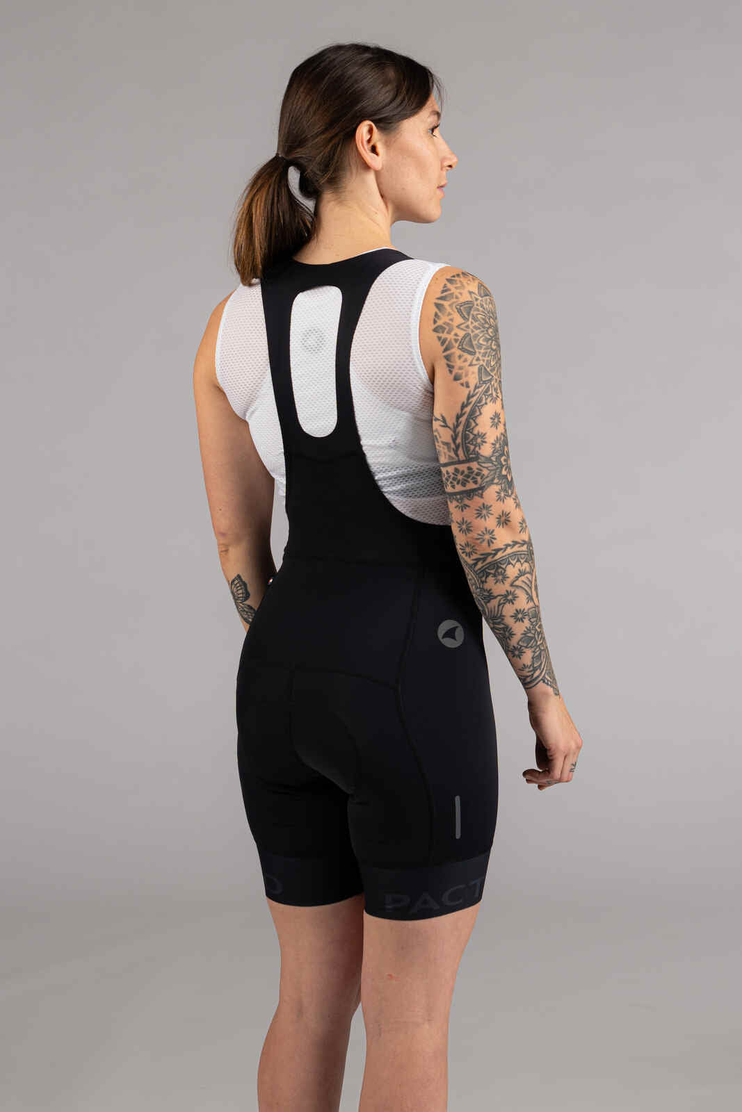 Women's Black Cycling Bibs - Ascent Vector Pro Back View