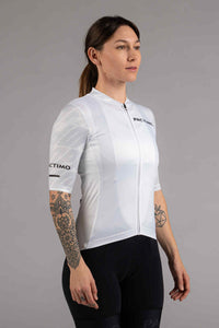 Women's White Ascent Aero Cycling Jersey - Front View