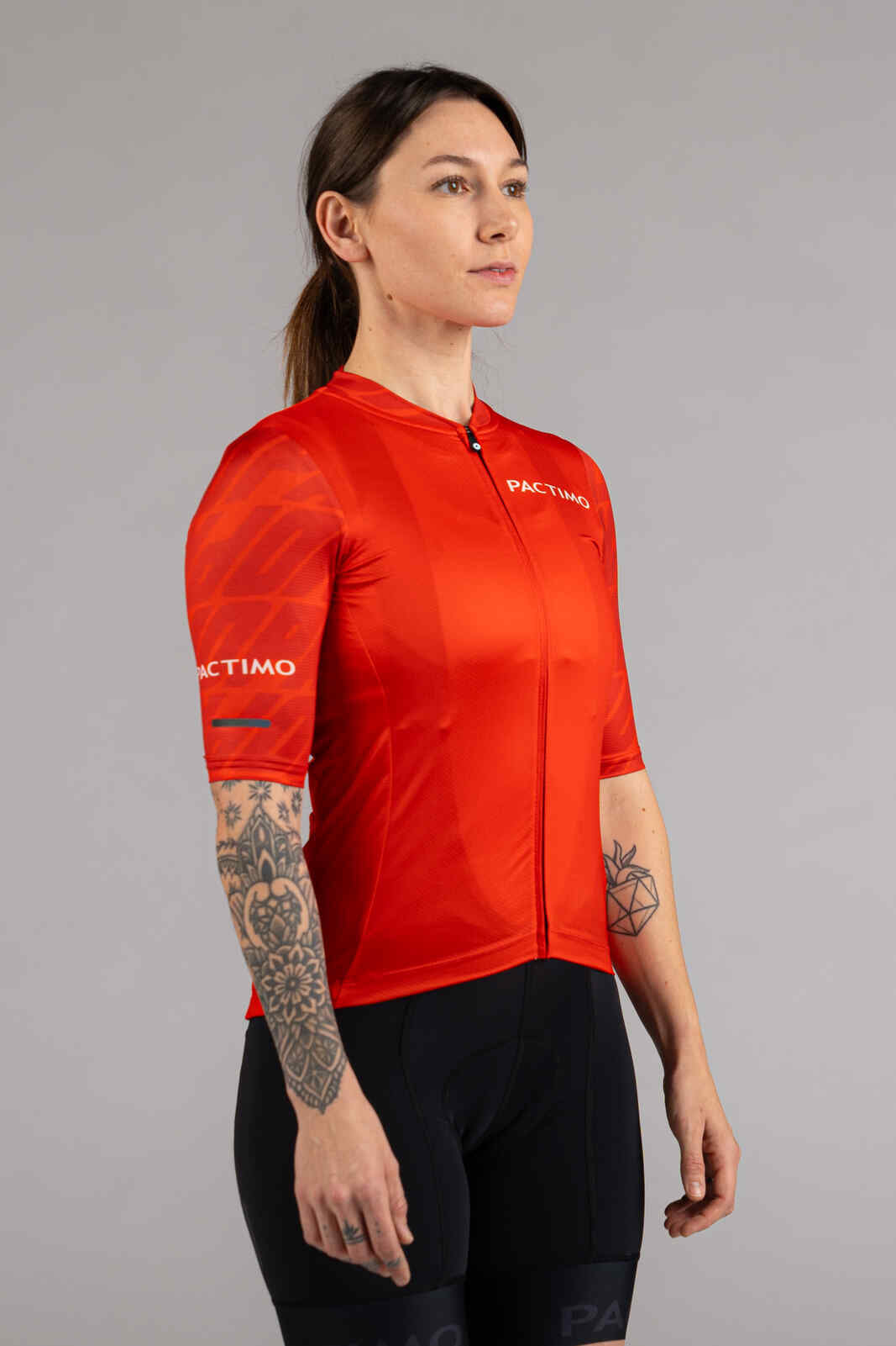Women's Red Ascent Aero Cycling Jersey - Front View