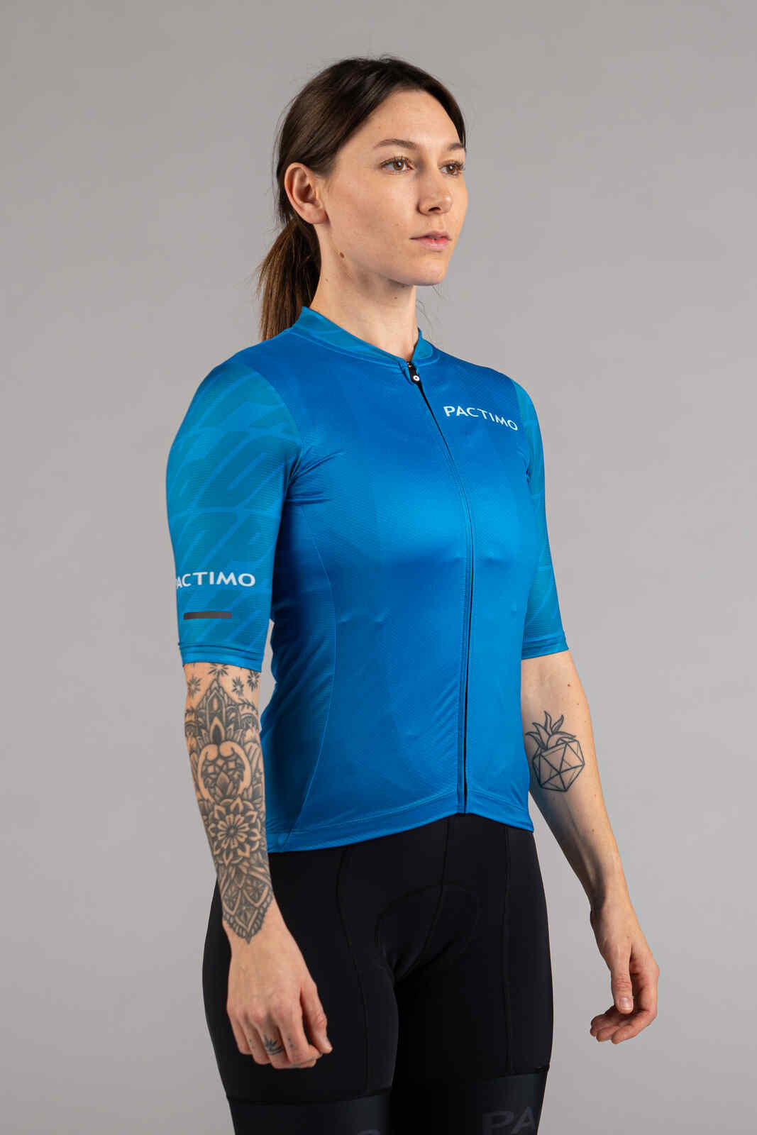 Women's Blue Ascent Aero Cycling Jersey - Front View