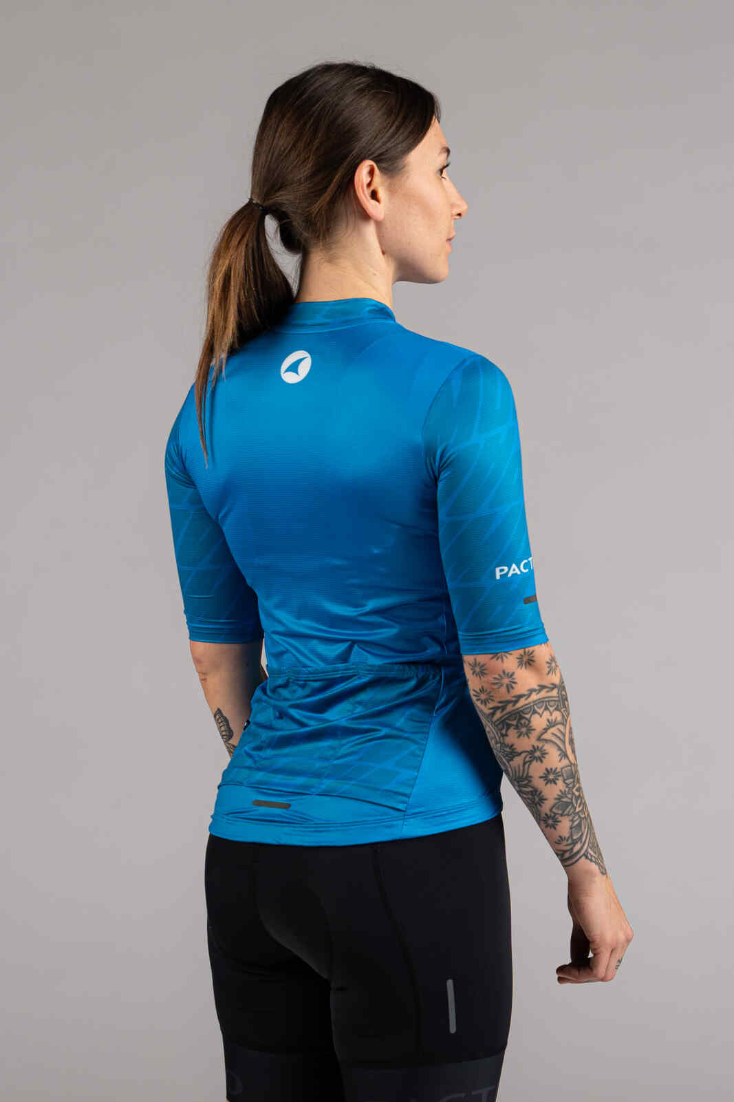 Women's Blue Ascent Aero Cycling Jersey - Back View