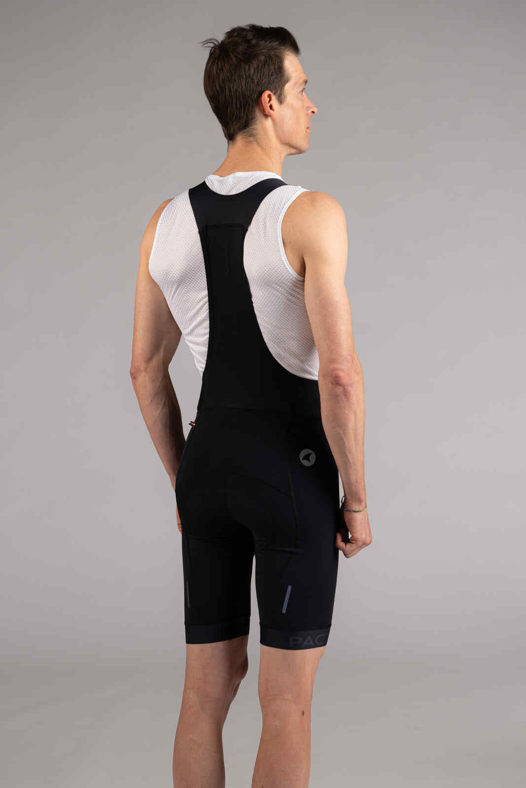 Men's Black Cycling Bibs - Ascent Vector Back View