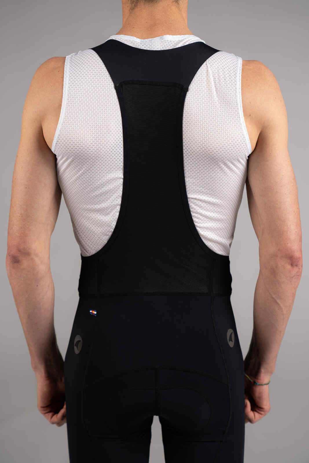 Men's Black Cycling Bibs - Ascent Vector Back Detail View