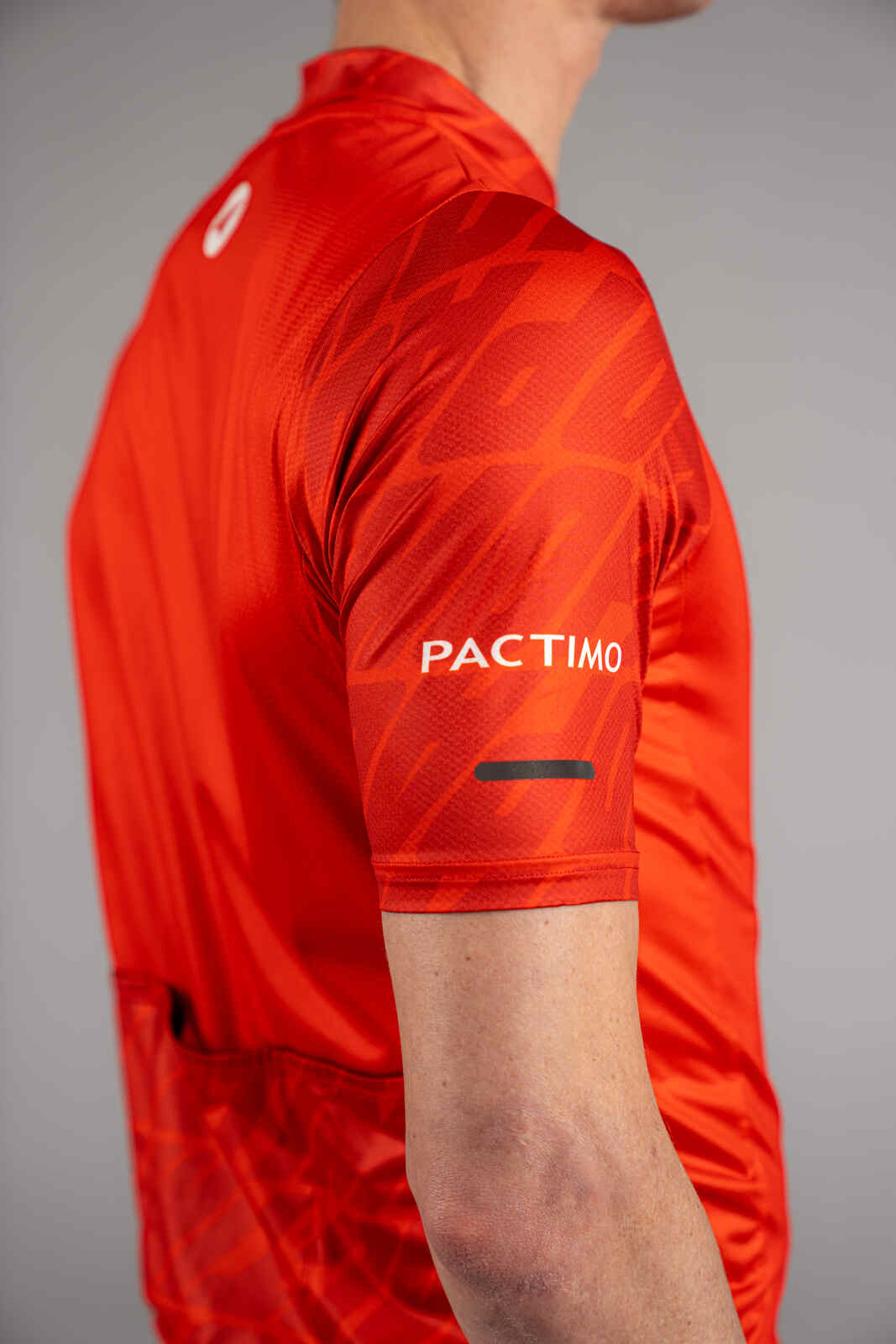 Men's Red Ascent Cycling Jersey - Sleeve Fabric Close-Up