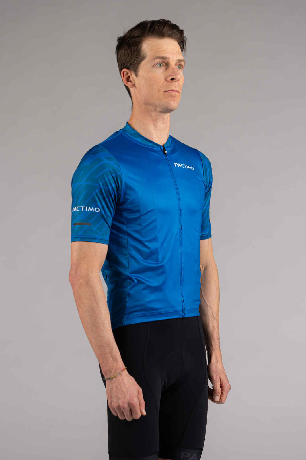 Men's Blue Ascent Cycling Jersey - Front View